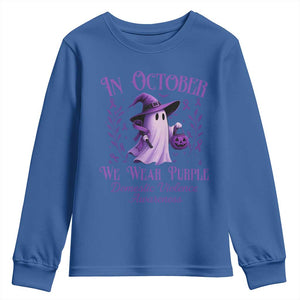 Domestic Violence Awareness Youth Sweatshirt Halloween October Wear Purple Ghost TS10 Royal Blue Print Your Wear