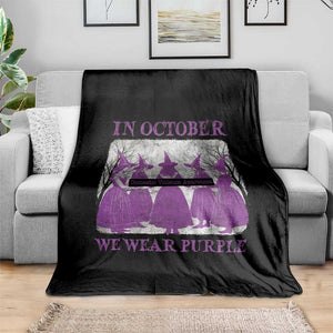 Retro In October We Wear Purple Witch Domestic Violence Awareness Throw Blanket TS10 Print Your Wear