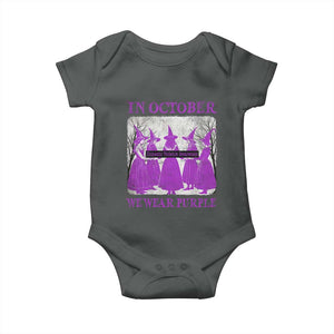 Retro In October We Wear Purple Witch Domestic Violence Awareness Baby Onesie TS10 Dark Heather Print Your Wear