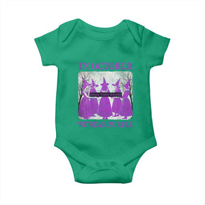 Retro In October We Wear Purple Witch Domestic Violence Awareness Baby Onesie TS10 Irish Green Print Your Wear