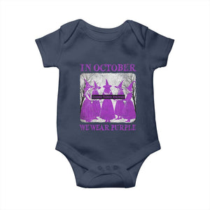 Retro In October We Wear Purple Witch Domestic Violence Awareness Baby Onesie TS10 Navy Print Your Wear