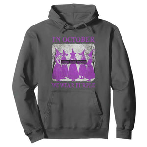 Retro In October We Wear Purple Witch Domestic Violence Awareness Hoodie TS10 Dark Heather Print Your Wear