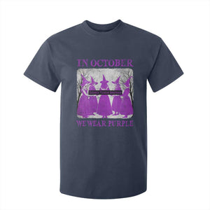 Retro In October We Wear Purple Witch Domestic Violence Awareness T Shirt For Kid TS10 Navy Print Your Wear