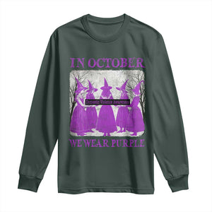 Retro In October We Wear Purple Witch Domestic Violence Awareness Long Sleeve Shirt TS10 Dark Forest Green Print Your Wear