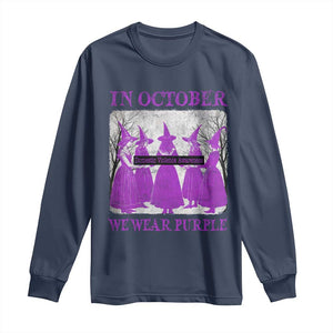 Retro In October We Wear Purple Witch Domestic Violence Awareness Long Sleeve Shirt TS10 Navy Print Your Wear