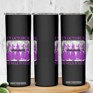 Retro In October We Wear Purple Witch Domestic Violence Awareness Skinny Tumbler TS10 Print Your Wear