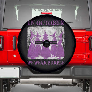 Retro In October We Wear Purple Witch Domestic Violence Awareness Spare Tire Cover TS10 Black Print Your Wear