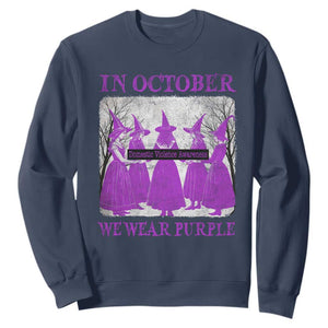 Retro In October We Wear Purple Witch Domestic Violence Awareness Sweatshirt TS10 Navy Print Your Wear
