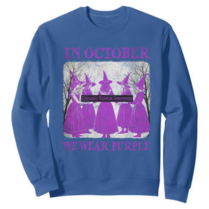 Retro In October We Wear Purple Witch Domestic Violence Awareness Sweatshirt TS10 Royal Blue Print Your Wear
