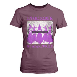 Retro In October We Wear Purple Witch Domestic Violence Awareness T Shirt For Women TS10 Maroon Print Your Wear