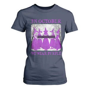 Retro In October We Wear Purple Witch Domestic Violence Awareness T Shirt For Women TS10 Navy Print Your Wear