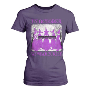 Retro In October We Wear Purple Witch Domestic Violence Awareness T Shirt For Women TS10 Purple Print Your Wear