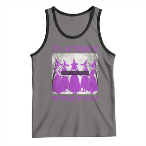 Retro In October We Wear Purple Witch Domestic Violence Awareness Tank Top TS10 Deep Heather Black Print Your Wear