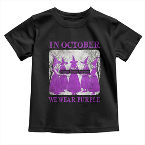 Retro In October We Wear Purple Witch Domestic Violence Awareness Toddler T Shirt TS10 Black Print Your Wear