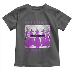 Retro In October We Wear Purple Witch Domestic Violence Awareness Toddler T Shirt TS10 Dark Heather Print Your Wear
