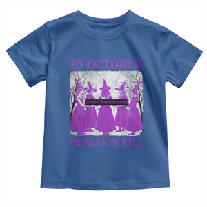 Retro In October We Wear Purple Witch Domestic Violence Awareness Toddler T Shirt TS10 Royal Blue Print Your Wear
