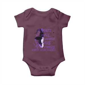 Stop Domestic Violence Baby Onesie Purple Ribbon Witch Graphic Witchy Feminist TS10 Maroon Print Your Wear