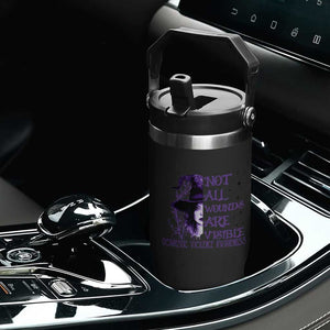 Stop Domestic Violence Flip Straw Tumbler Purple Ribbon Witch Graphic Witchy Feminist TS10 Print Your Wear