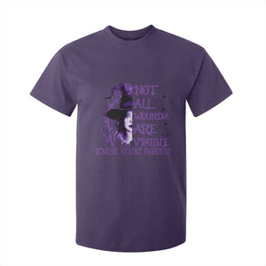 Stop Domestic Violence T Shirt For Kid Purple Ribbon Witch Graphic Witchy Feminist TS10 Purple Print Your Wear