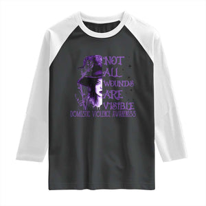 Stop Domestic Violence Raglan Shirt Purple Ribbon Witch Graphic Witchy Feminist TS10 Black White Print Your Wear