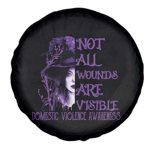 Stop Domestic Violence Spare Tire Cover Purple Ribbon Witch Graphic Witchy Feminist TS10 Print Your Wear