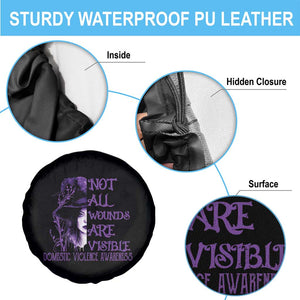 Stop Domestic Violence Spare Tire Cover Purple Ribbon Witch Graphic Witchy Feminist TS10 Print Your Wear