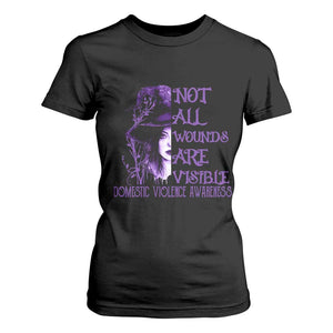 Stop Domestic Violence T Shirt For Women Purple Ribbon Witch Graphic Witchy Feminist TS10 Black Print Your Wear