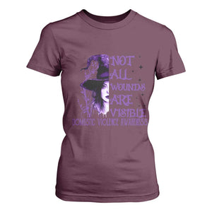 Stop Domestic Violence T Shirt For Women Purple Ribbon Witch Graphic Witchy Feminist TS10 Maroon Print Your Wear