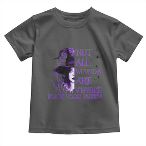 Stop Domestic Violence Toddler T Shirt Purple Ribbon Witch Graphic Witchy Feminist TS10 Dark Heather Print Your Wear