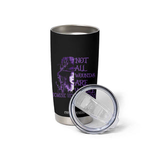Stop Domestic Violence Tumbler Cup Purple Ribbon Witch Graphic Witchy Feminist TS10 Print Your Wear