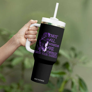 Stop Domestic Violence Tumbler With Handle Purple Ribbon Witch Graphic Witchy Feminist TS10 Print Your Wear