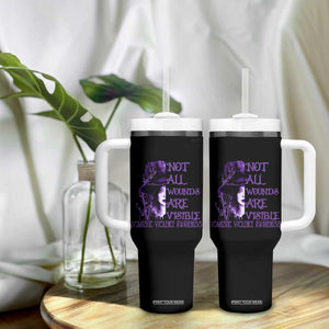 Stop Domestic Violence Tumbler With Handle Purple Ribbon Witch Graphic Witchy Feminist TS10 Print Your Wear