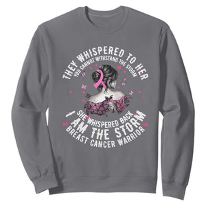 Breast Cancer Sweatshirt Pink Ribbon I Am Storm TS10 Charcoal Print Your Wear