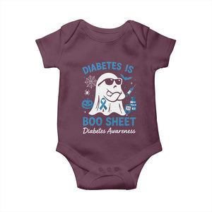 Diabetes is Boo Sheet Baby Onesie Funny Halloween Ghost Diabetes Type 1 2 Awareness TS10 Maroon Print Your Wear