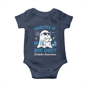 Diabetes is Boo Sheet Baby Onesie Funny Halloween Ghost Diabetes Type 1 2 Awareness TS10 Navy Print Your Wear