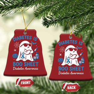 Diabetes is Boo Sheet Christmas Ornament Funny Halloween Ghost Diabetes Type 1 2 Awareness TS10 Bell Flake Red Print Your Wear