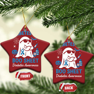 Diabetes is Boo Sheet Christmas Ornament Funny Halloween Ghost Diabetes Type 1 2 Awareness TS10 Star Red Print Your Wear