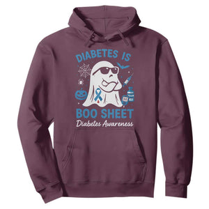 Diabetes is Boo Sheet Hoodie Funny Halloween Ghost Diabetes Type 1 2 Awareness TS10 Maroon Print Your Wear