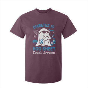 Diabetes is Boo Sheet T Shirt For Kid Funny Halloween Ghost Diabetes Type 1 2 Awareness TS10 Maroon Print Your Wear