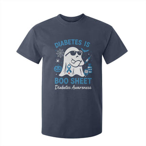 Diabetes is Boo Sheet T Shirt For Kid Funny Halloween Ghost Diabetes Type 1 2 Awareness TS10 Navy Print Your Wear