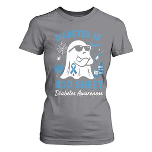 Diabetes is Boo Sheet T Shirt For Women Funny Halloween Ghost Diabetes Type 1 2 Awareness TS10 Charcoal Print Your Wear