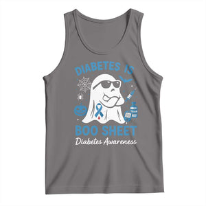 Diabetes is Boo Sheet Tank Top Funny Halloween Ghost Diabetes Type 1 2 Awareness TS10 Deep Heather Print Your Wear