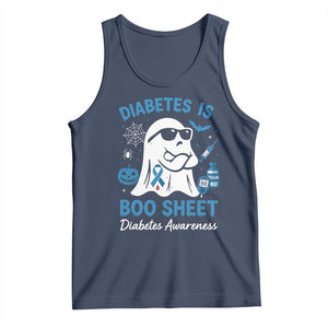 Diabetes is Boo Sheet Tank Top Funny Halloween Ghost Diabetes Type 1 2 Awareness TS10 Navy Print Your Wear
