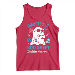 Diabetes is Boo Sheet Tank Top Funny Halloween Ghost Diabetes Type 1 2 Awareness TS10 Red Print Your Wear