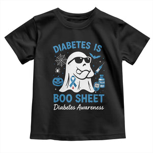 Diabetes is Boo Sheet Toddler T Shirt Funny Halloween Ghost Diabetes Type 1 2 Awareness TS10 Black Print Your Wear