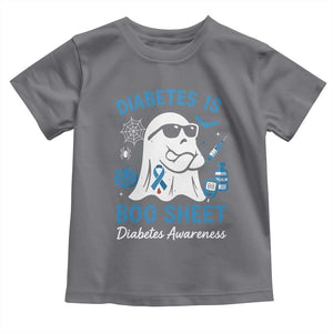 Diabetes is Boo Sheet Toddler T Shirt Funny Halloween Ghost Diabetes Type 1 2 Awareness TS10 Charcoal Print Your Wear