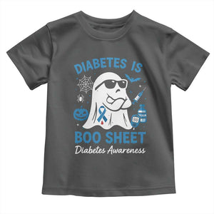 Diabetes is Boo Sheet Toddler T Shirt Funny Halloween Ghost Diabetes Type 1 2 Awareness TS10 Dark Heather Print Your Wear