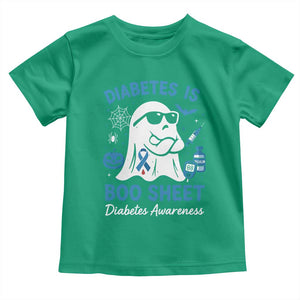Diabetes is Boo Sheet Toddler T Shirt Funny Halloween Ghost Diabetes Type 1 2 Awareness TS10 Irish Green Print Your Wear