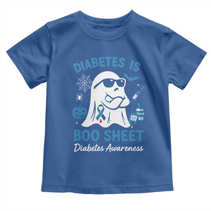 Diabetes is Boo Sheet Toddler T Shirt Funny Halloween Ghost Diabetes Type 1 2 Awareness TS10 Royal Blue Print Your Wear