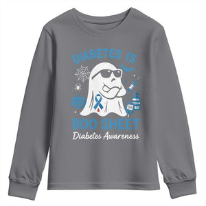 Diabetes is Boo Sheet Youth Sweatshirt Funny Halloween Ghost Diabetes Type 1 2 Awareness TS10 Charcoal Print Your Wear